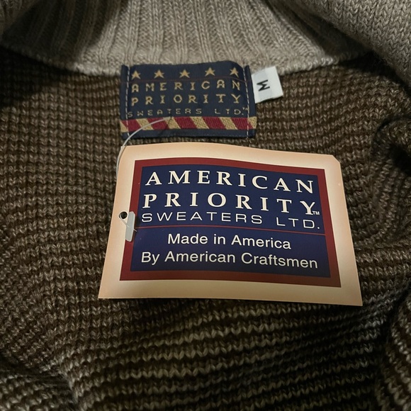 American Priority brown print zip up cardigan sweater - Picture 7 of 9